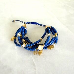Blue and Gold Beaded Bracelet